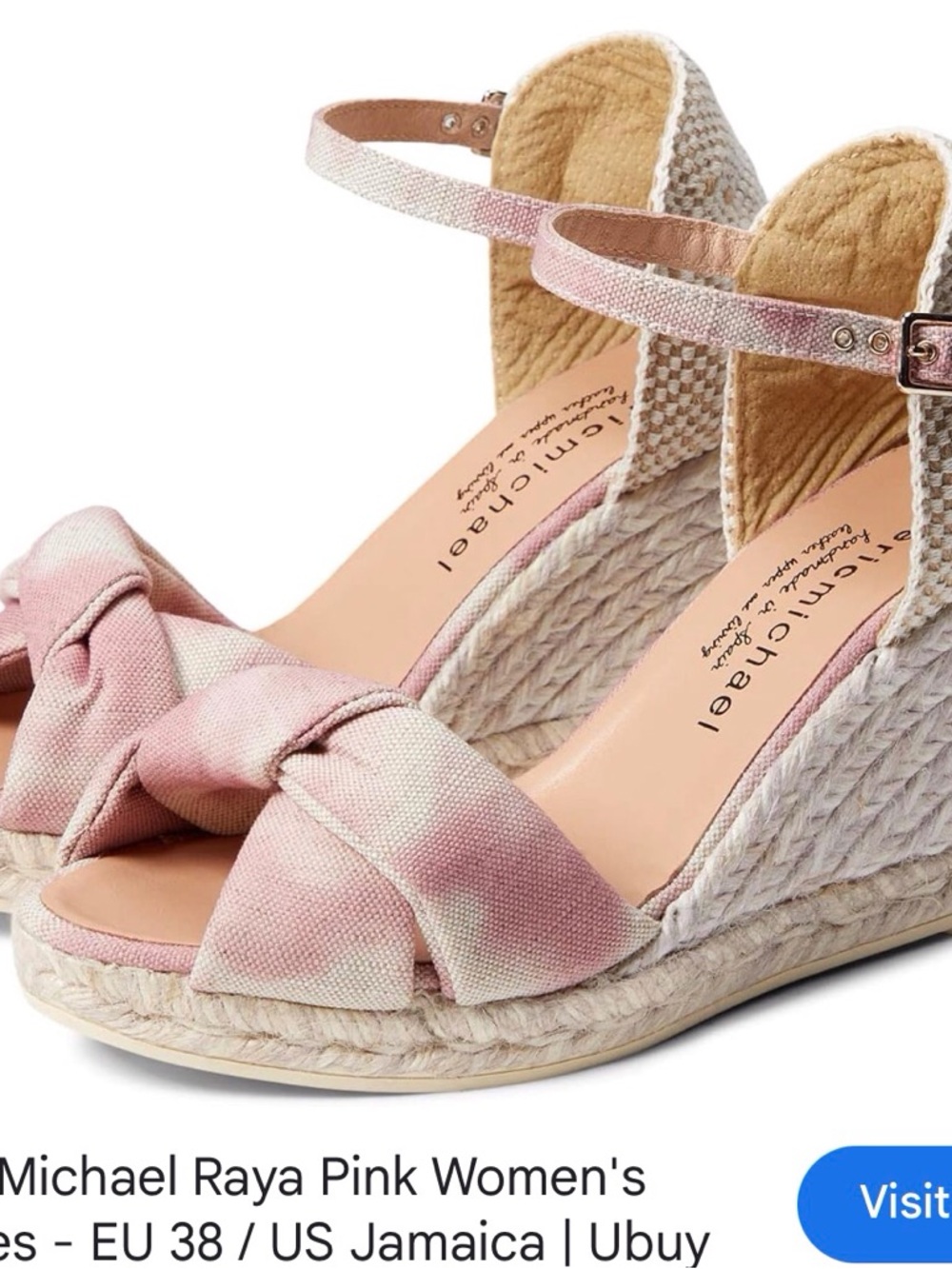 Eric Michael Pink Knotted Espadrille Wedge Sandals